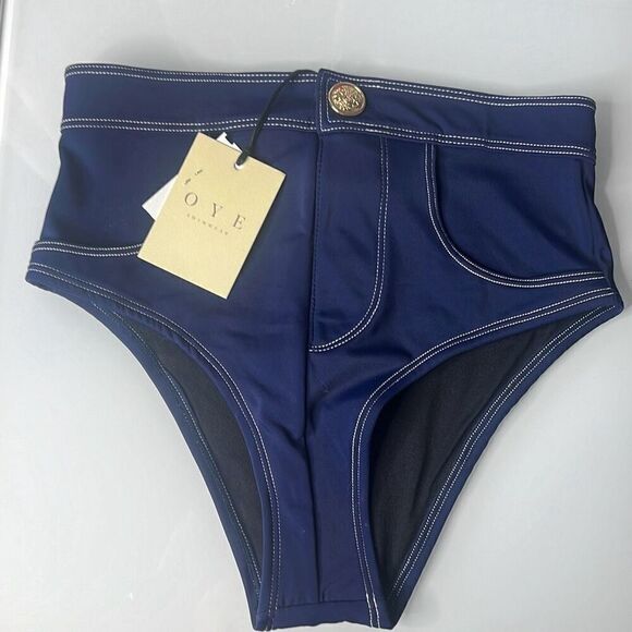 Oye Lavinia Bikini Swimsuit Set Blue Bandeau High Waisted NWT - Picture 11 of 16